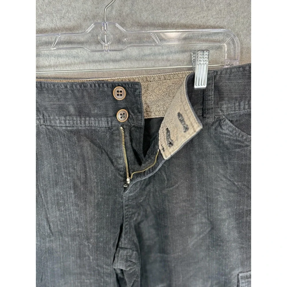 Woolrich Pants Womens 14 Black Corduroy Cargo Pocket Stretch Casual Button Fly